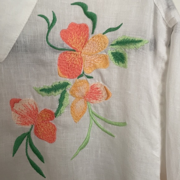 J.Jill ,linen , embroidered shirt , Size Large - Picture 2 of 6
